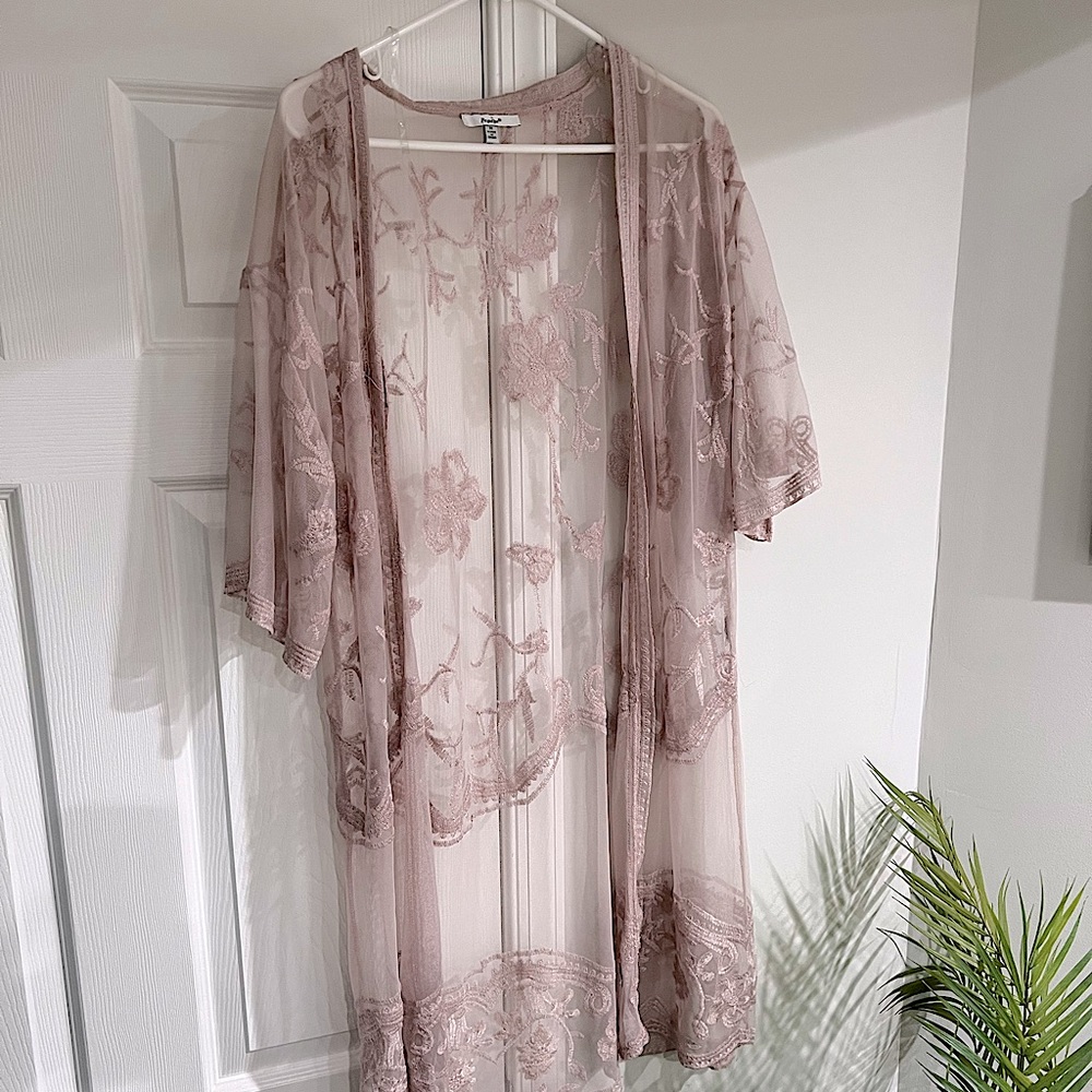 Papaya Pink Lace Kimono